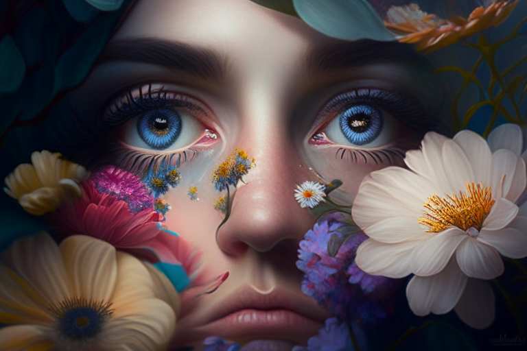 la Vía Láctea y flores en primer plano
