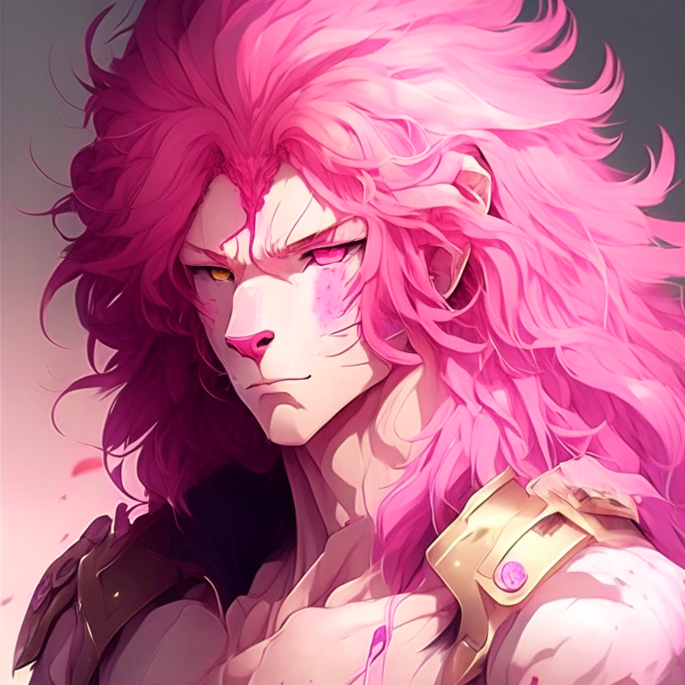 Handsome pink lion anime 