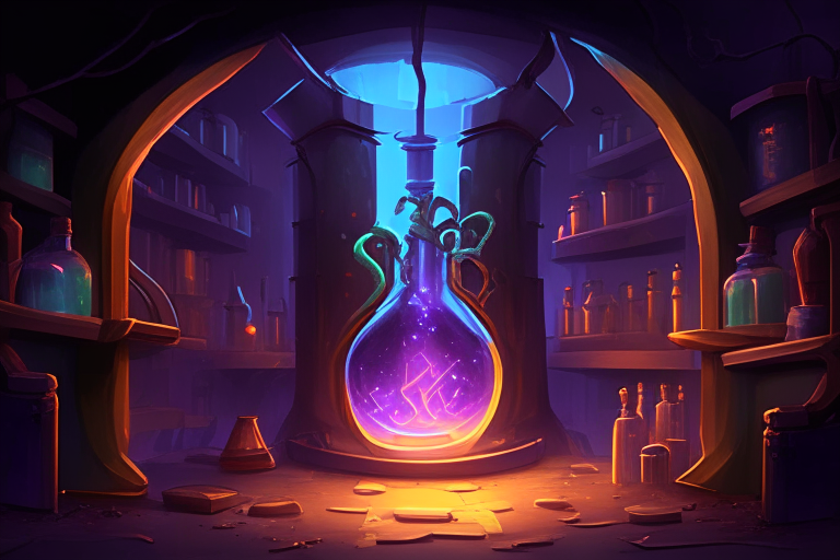 nether portal, science room, beakers, chemestry, dark scientists