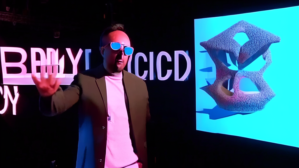 Benny shows off the 3D visuals and videos they're bringing along