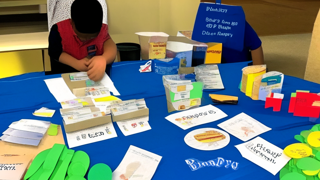 Benny and his team set up their materials for the financial literacy program