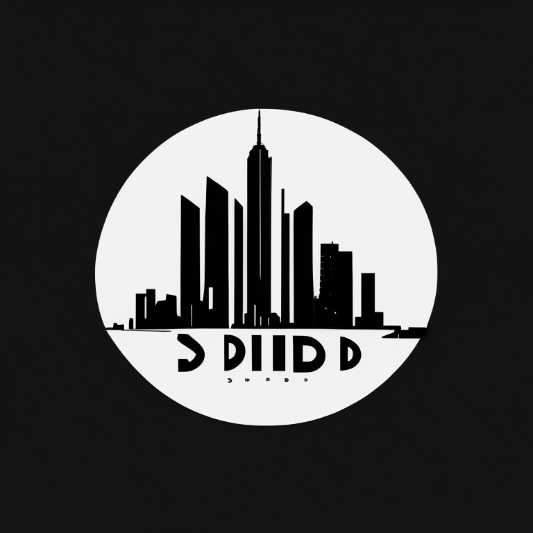 A black and white minimalist logo featuring a skyline with the letters XSD in white