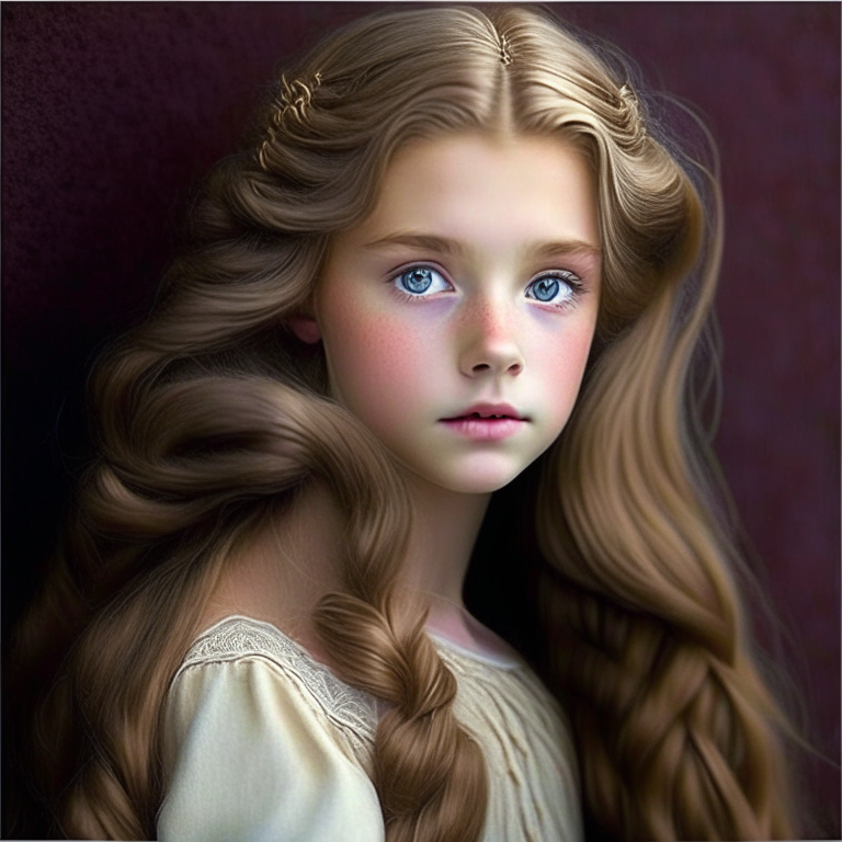 A young princess about 18 years old, both graceful and charming. She has long, beautiful hair that cascades down to her waist. Her hair is a glorious light blue, pastel pink, or exotic color. A young princess about 18 years old, both graceful and charming. She has long, beautiful hair that cascades down to her waist. Her hair is a glorious