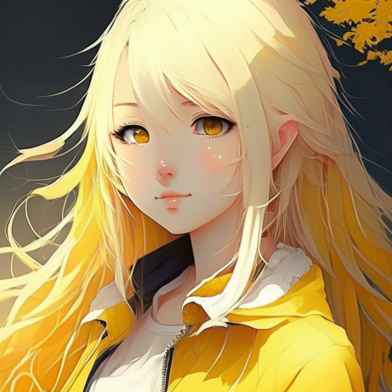 Beautiful Korean anime girl yellow hair 