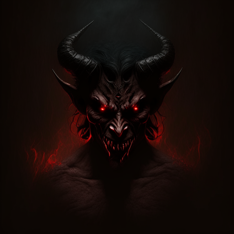 a devil with a dark background