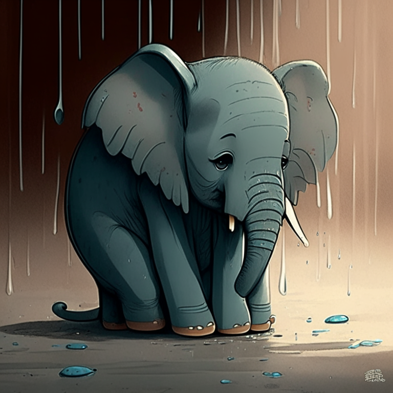 Sad elephant anime