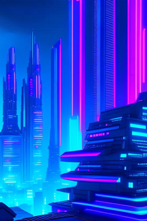 futuristic city architecture neon lights