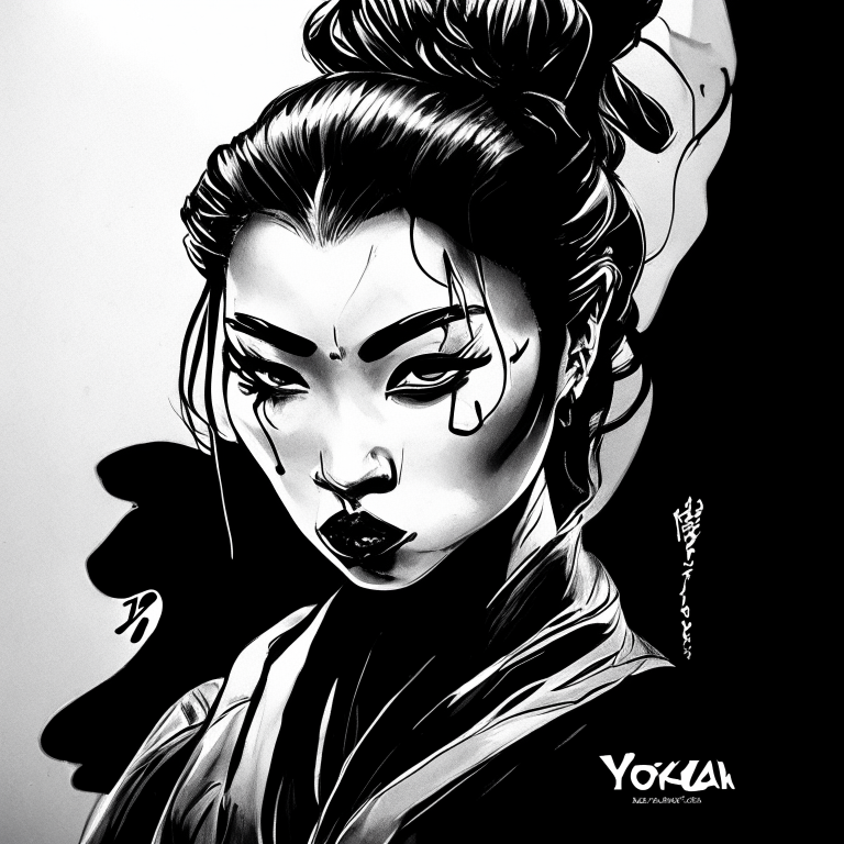 Yokasta in the style of Kim Joung Gi, drawn with black markers