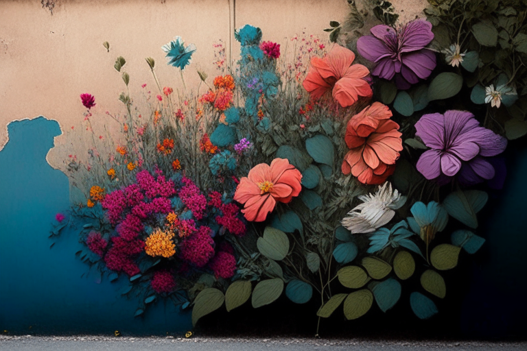 flores en una pared