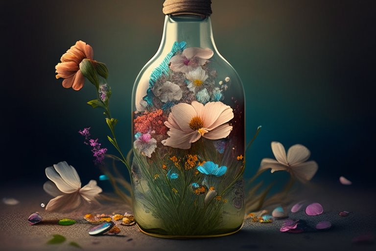 flores en una botella