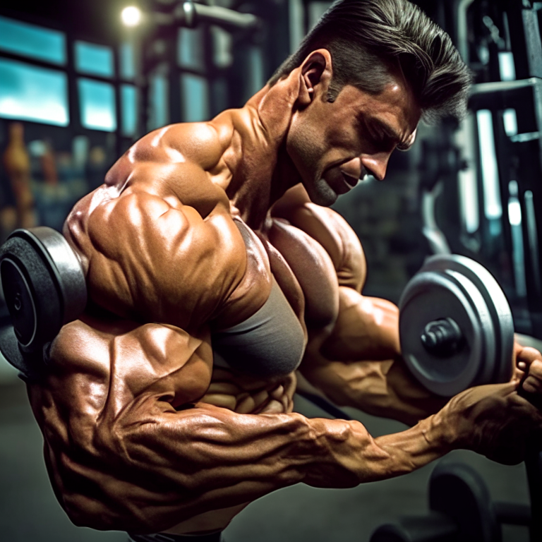 Doing biceps workout in a spooky gymnasium. Turn the gym into a dark, spooky gymnasium