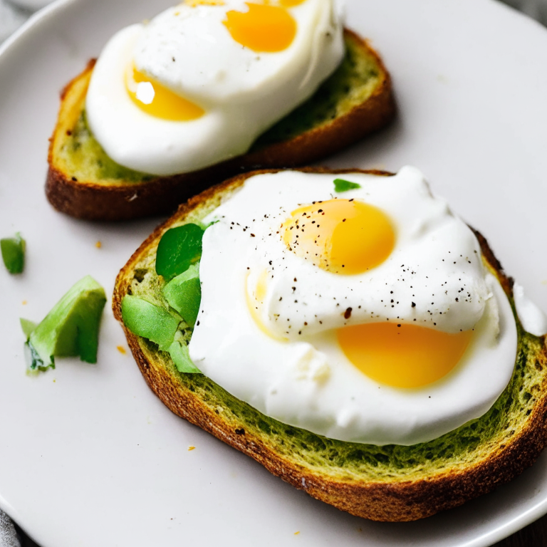 Air Fryer Avocado Toast with Poached Egg