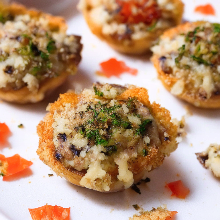 Air Fried Veggie Stuffed Mushrooms with Parmesan cheese and breadcrumbs