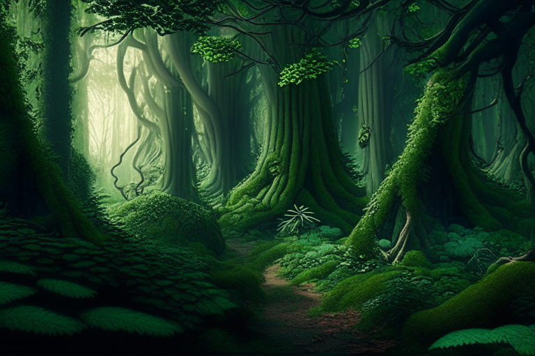 An evergreen fairy forest with only trees