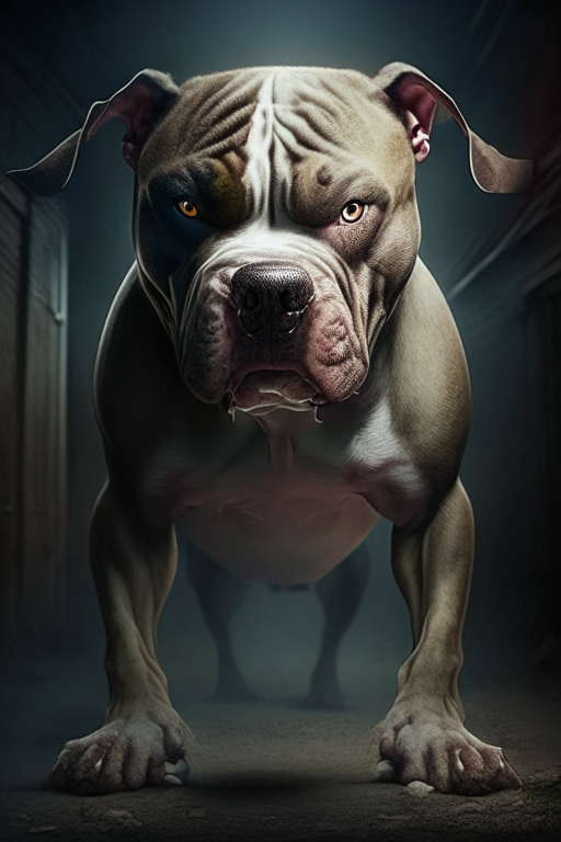 a scary mot dangerous pit bull dog turn into big dog