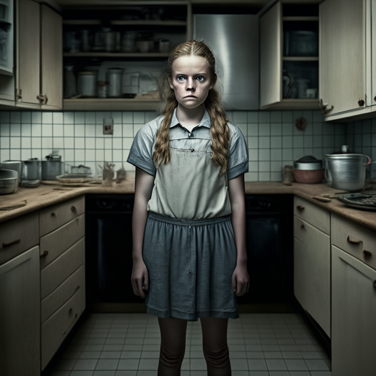 Polly Klaas 12 year old standing in the kitchen