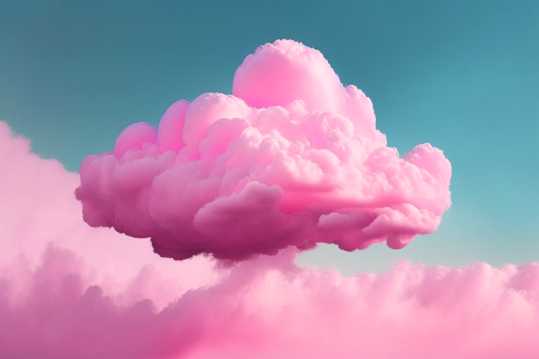 A pink cloud walking in the sky