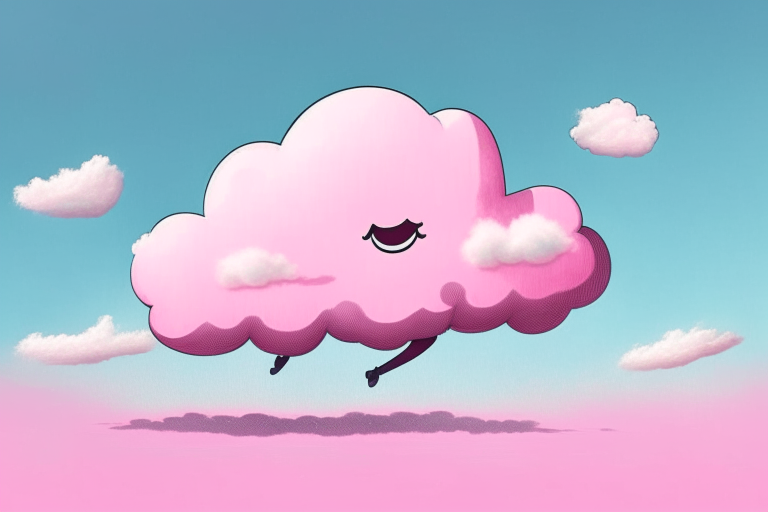 A Cartoon Cloud Walks In The Sky. Remove the eye