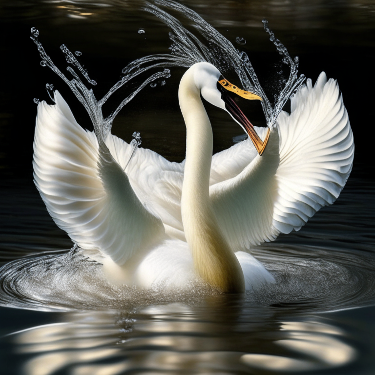 Swan dancing in water