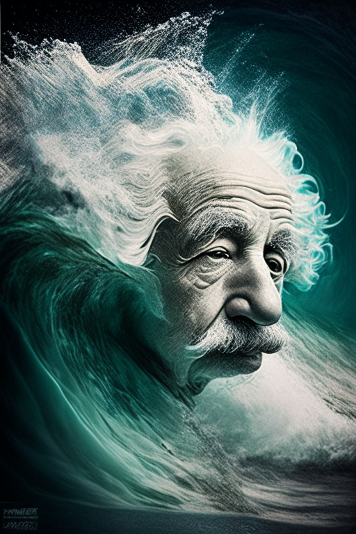 Albert Einstein mix with ocean 