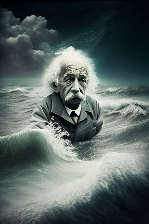 Albert Einstein with ocean 