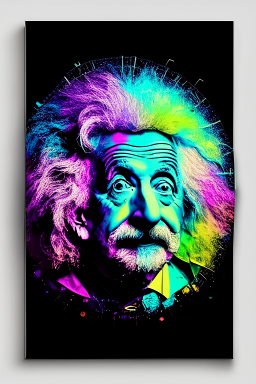Albert Einstein as clock colourful 
