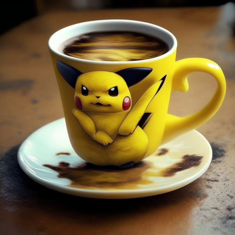 a cup of coffee with a Pikachu on it