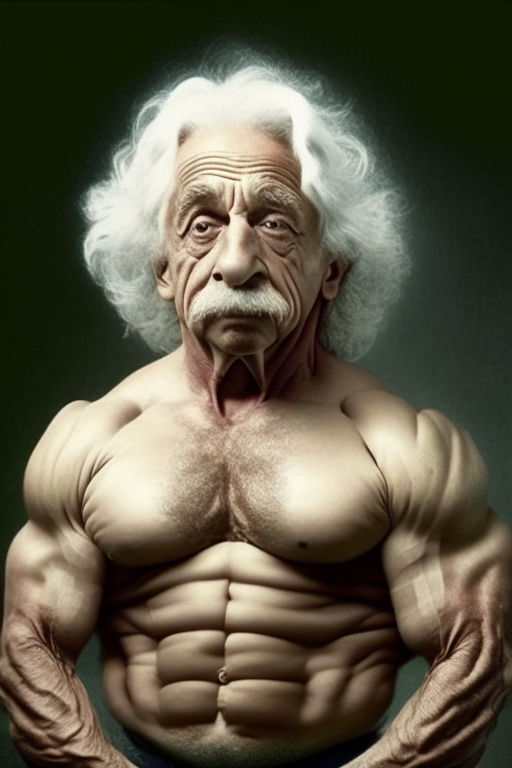 Albert Einstein as bodybuilder