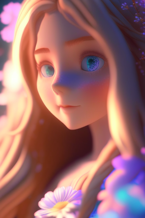 Barbie girl, low saturation, pixar super details, clay, anime cute girl, looking at viewer, ninhly detailledreflections transparent iridescent colors, ionctransparent iridescent brown hair, flowers background ,divine cinematic edgelighting, soft focus,real picture chiaroscuro 8k, best quality, ultra detail,3d,04d --q 2 --v 5 --v 5