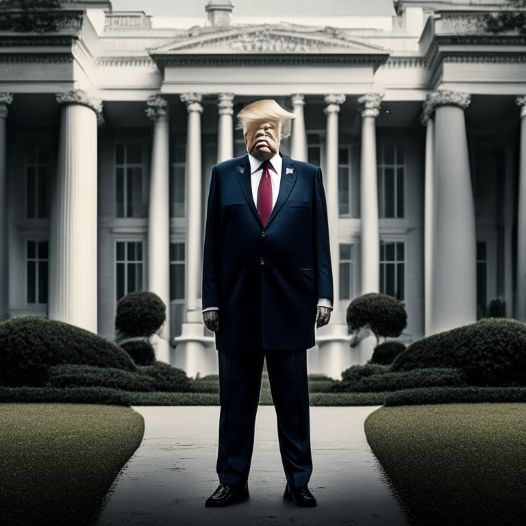 Donald Trump standing at the whitehouse