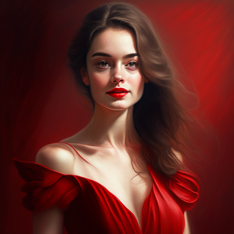 A Beautiful Young Woman in a Red Dress. Change the dress to blue or a similar hue to emphasize the beauty of the woman.