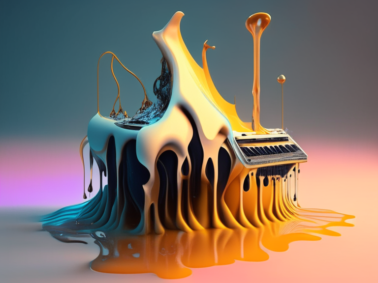 a melting synthesizer in a surreal style inspired by Salvador Dali