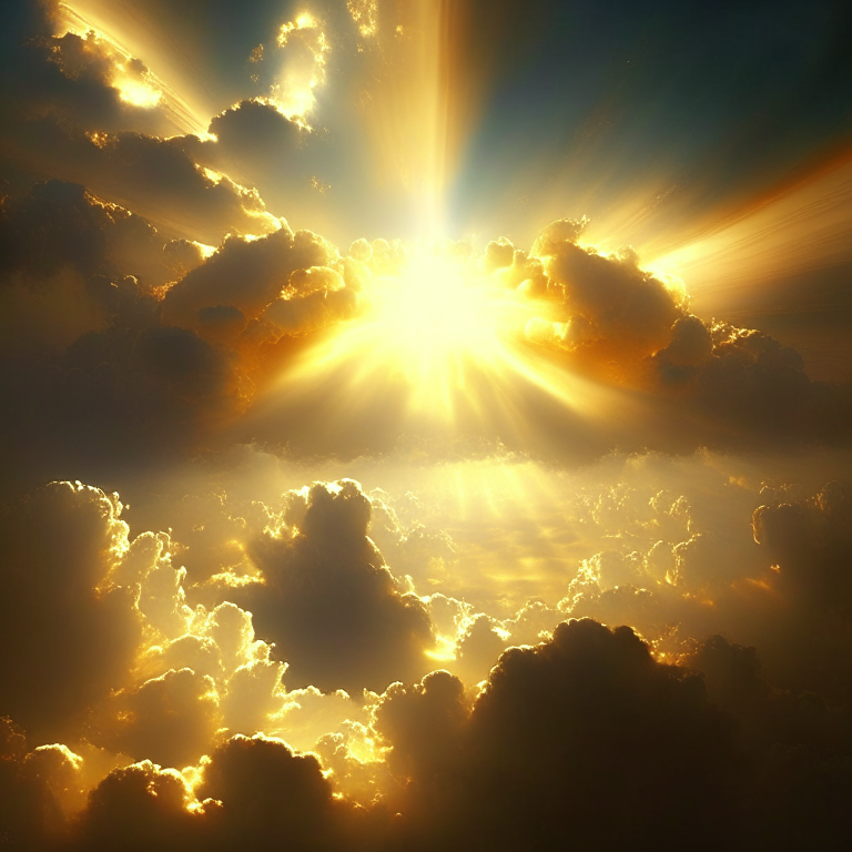 Heaven sky irradiating golden light