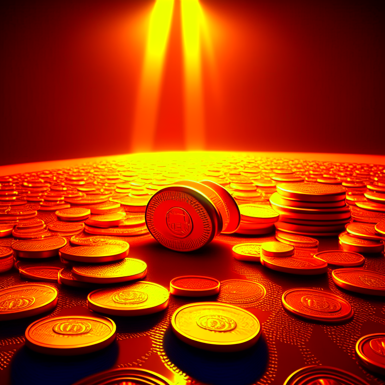 Money and coins irradiating golden light