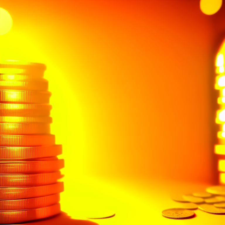 Money and coins irradiating golden light