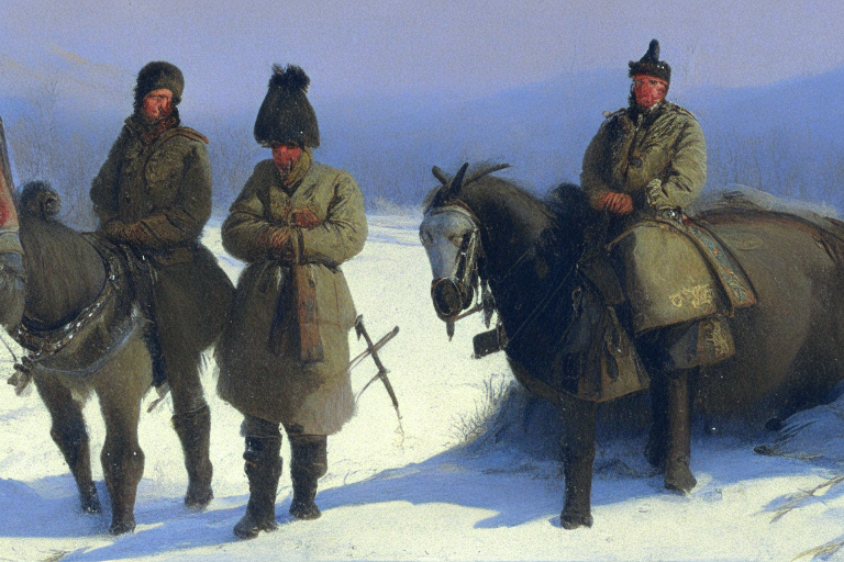 modern cossacks near Kremenets, art by Józef Brandt 