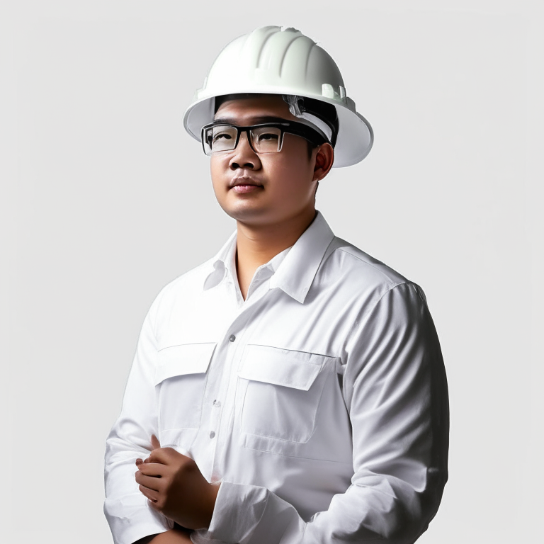 Create a Filipino Electrical Engineer with White Fedora, Tattoo of "E" on Shoulder, and White Long Sleeve Shirt for an Engineer. change the safety cap to a fedora, add an eraser to the pocket, and add a tattoo of an "E" on his shoulder.