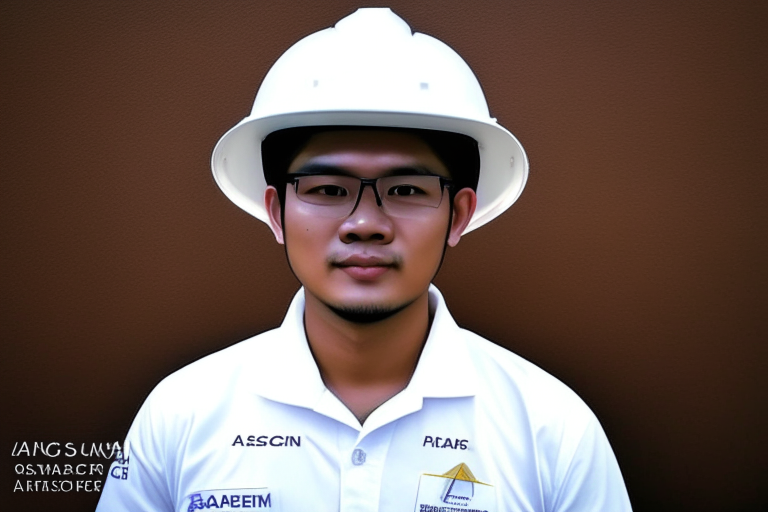 Create an Filipino Electrical Engineer blogger wearing white long sleeve with institute of integrated electrical engineers of the Philippines logo and wearing white safety cap for engineer. He must me Asean color .