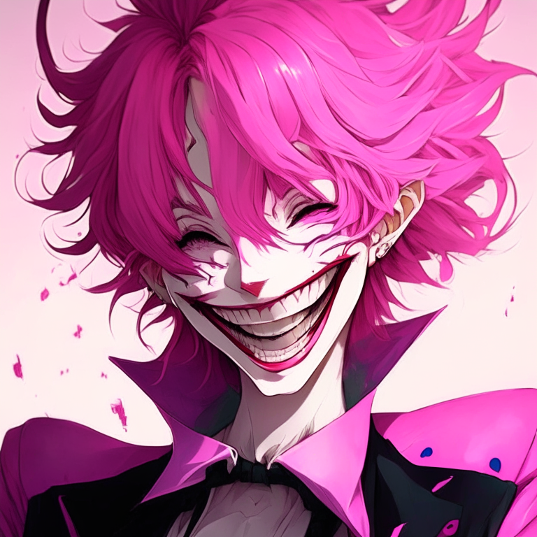 Pretty anime pink Joker happy