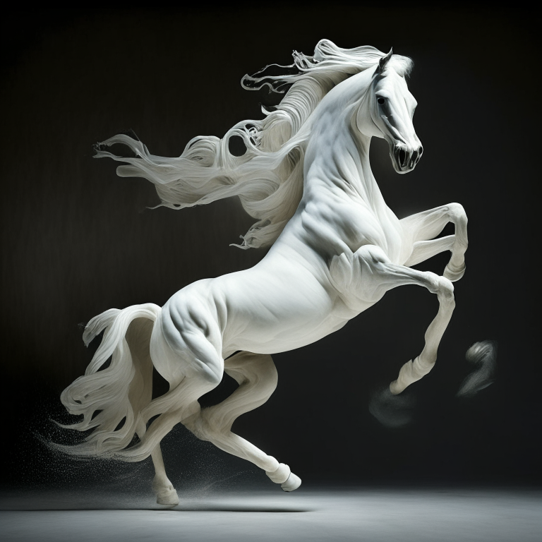 Dancing white horse