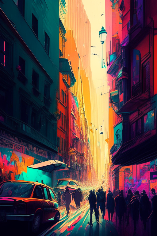 A busy city full of life and colours