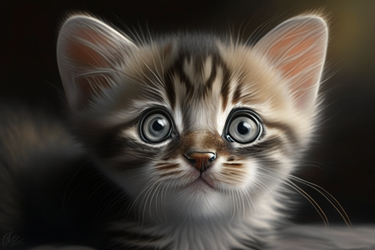 A hyperrealistic portrait of a baby cat