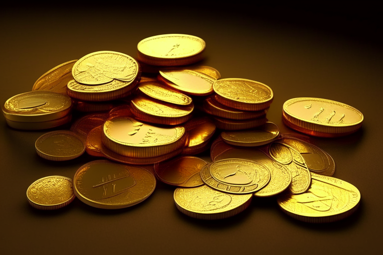 Rich gold and gold coins