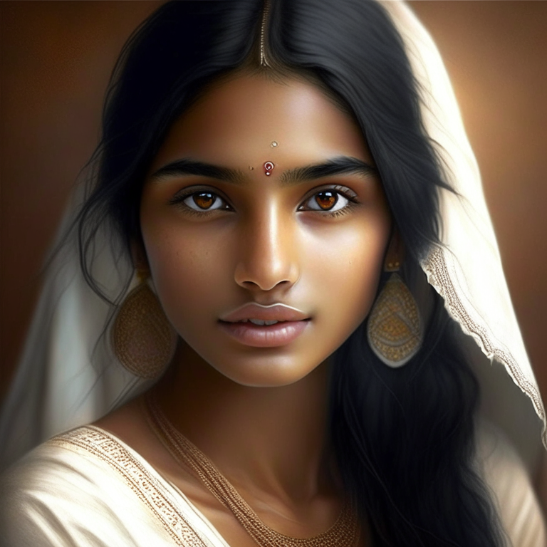 Creat a indian preety girl whit white skin