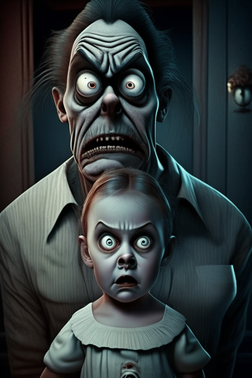 a scary dangerous family 3d cinematic
