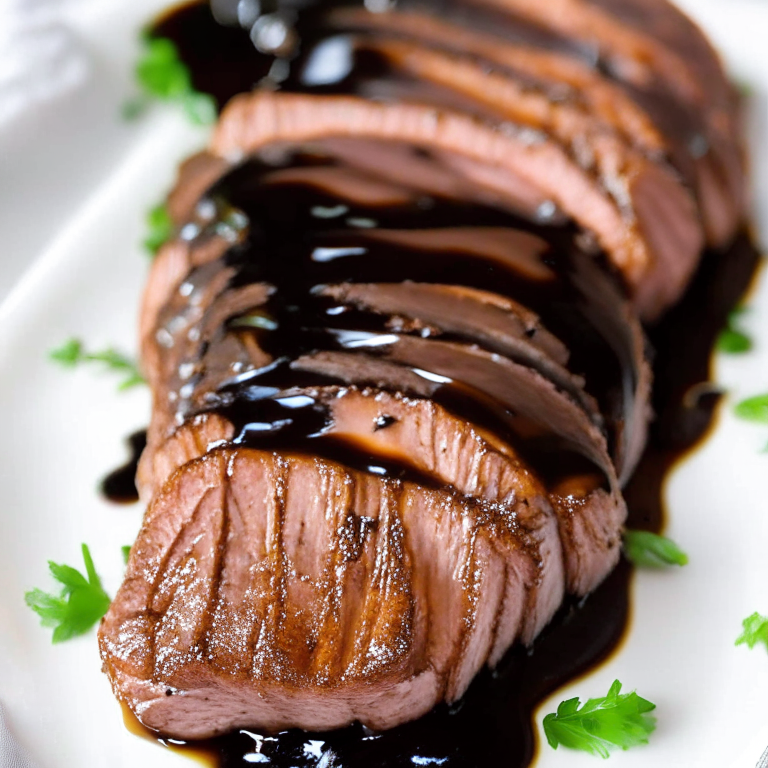 Air Fryer Pork Tenderloin with Balsamic Glaze, beautifully plated and ready to be served