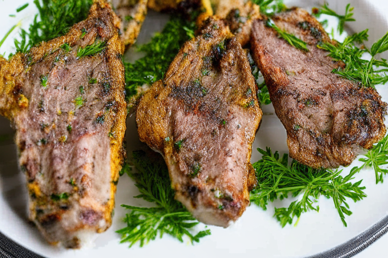 Air Fryer Herb-Roasted Lamb Chops, with juicy lamb and fragrant herbs Herb-Roasted Lamb Chops, perfectly cooked and ready to be served