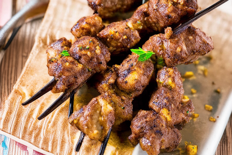 Air Fryer Moroccan Spiced Lamb Skewers, with juicy lamb and aromatic Moroccan spices Moroccan Spiced Lamb Skewers, perfectly cooked and ready to be served