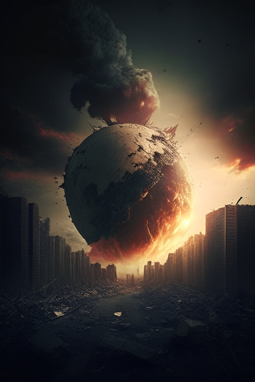 End of the world by jessica_frost. Add a sun setting over a post-apocalyptic landscape