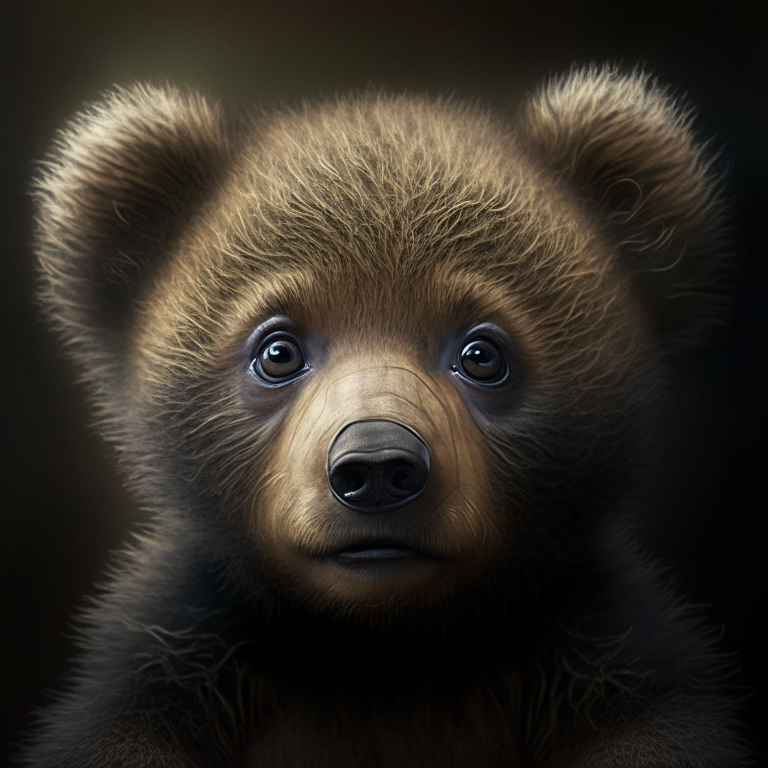 A portrait of a cute grisly baby bear 